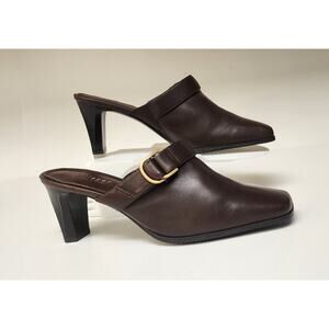 Liz Claiborne Larkin Brown Leather Upper Mule Sandals Size 9.5M